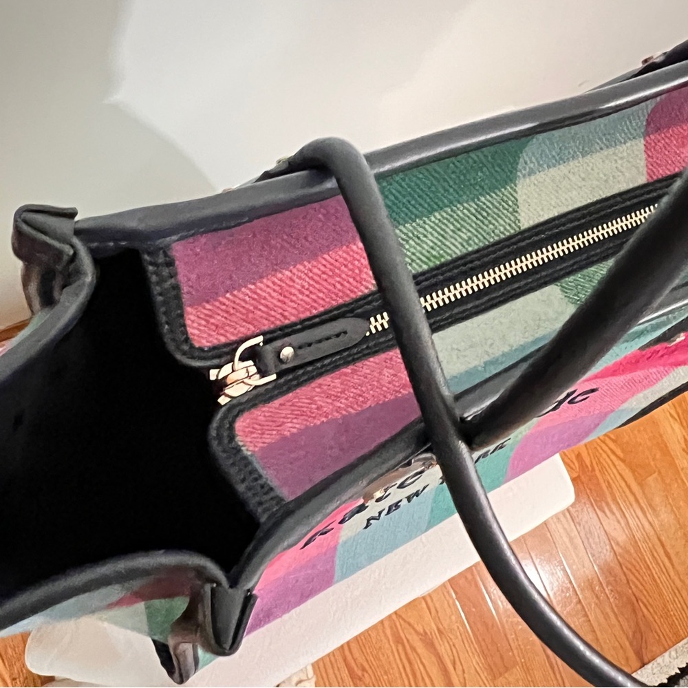 Kate Spade Ella Tote Pink & Green Handbag with Structured Design in Pretty Plaid - Picture 4 of 11